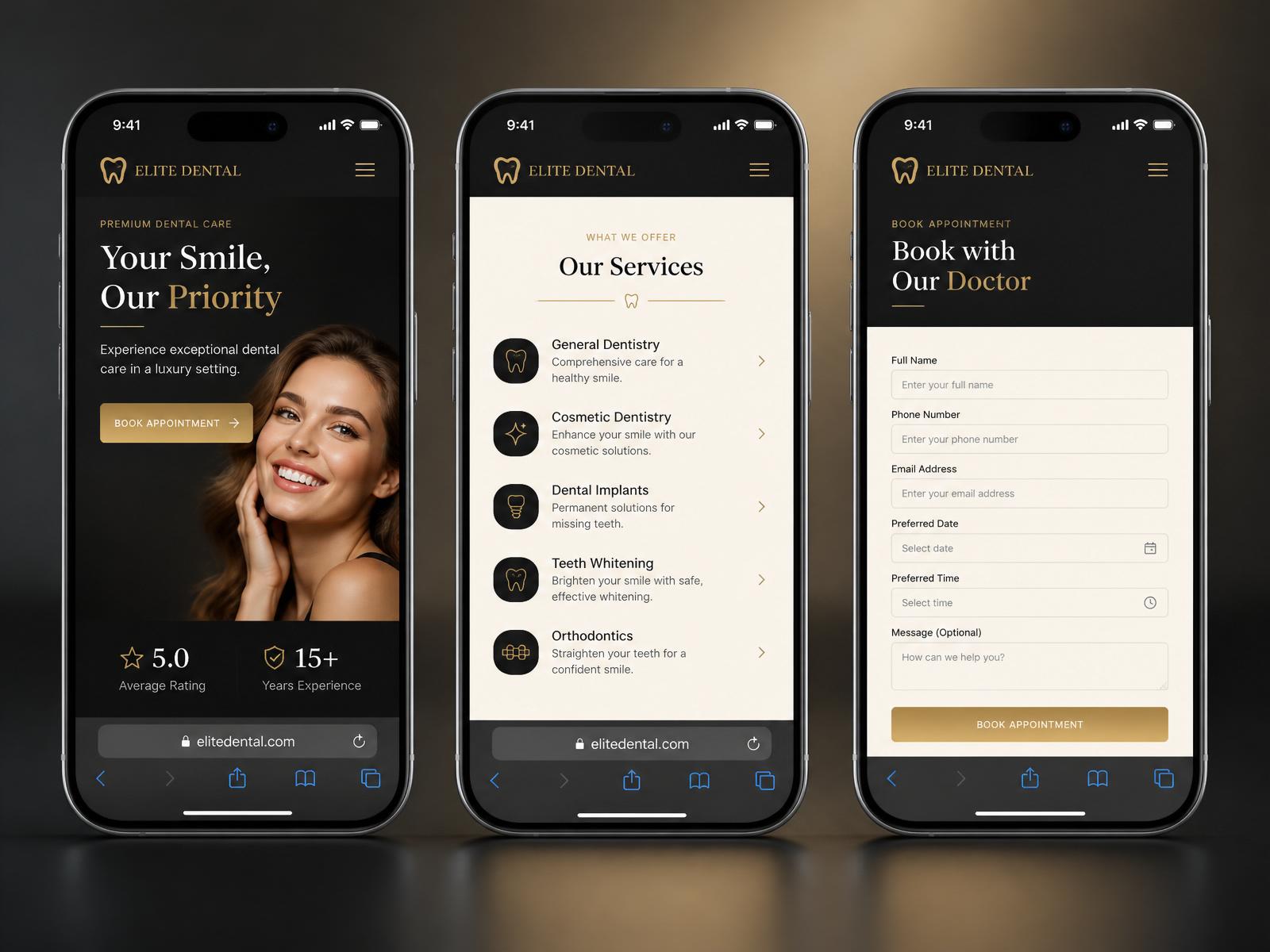 Elite Dental mobile responsive showcase