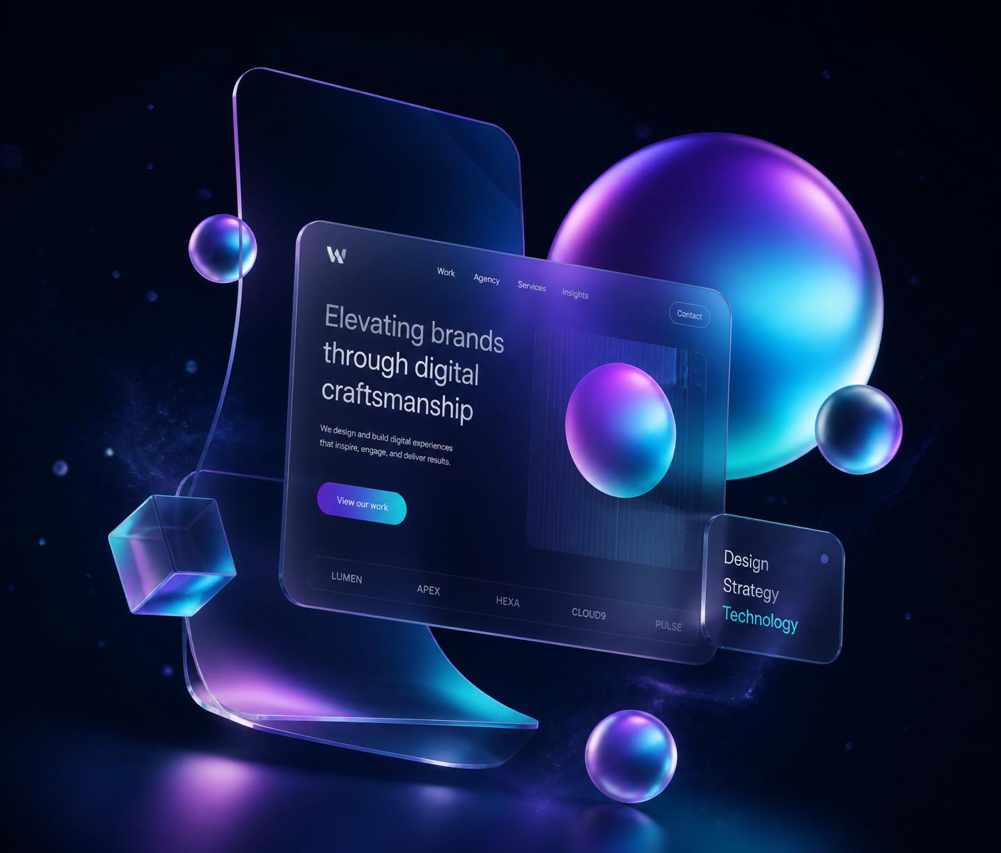 Abstract 3D visual representing modern website craft